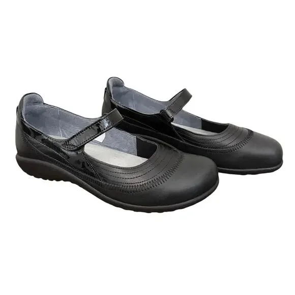 NAOT Kirei Mary Jane Shoes Black Leather US 7 Timeless Classic Comfort Coquette - Picture 1 of 11